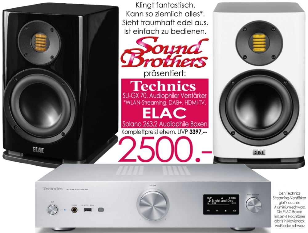 Bild 1 von Technics SU-GX 70/ELAC Solano - Paket der Spitzenklasse. Klingt vorzüglich. Sonderpreis!