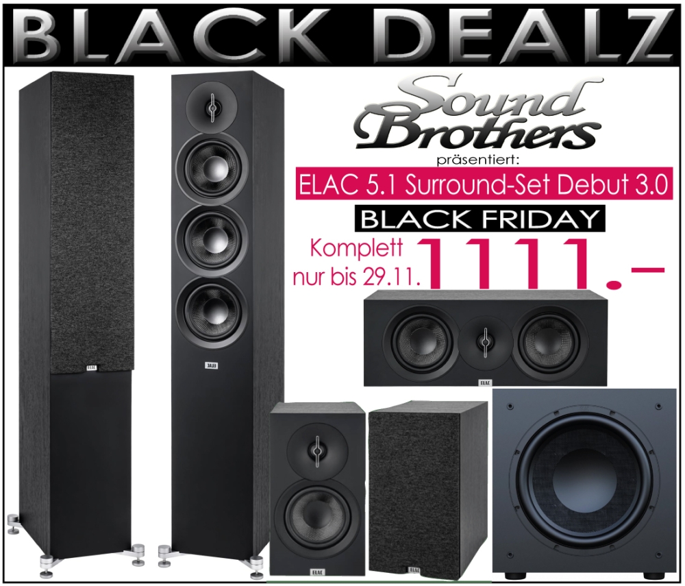 Bild 1 von ELAC Debut 3.0 / 5.1 Set. Standboxen, Rearboxen, Center, Aktiv-Sub. X-MAS Preis!